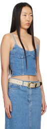 Magda Butrym Blue Paneled Denim Tank Top