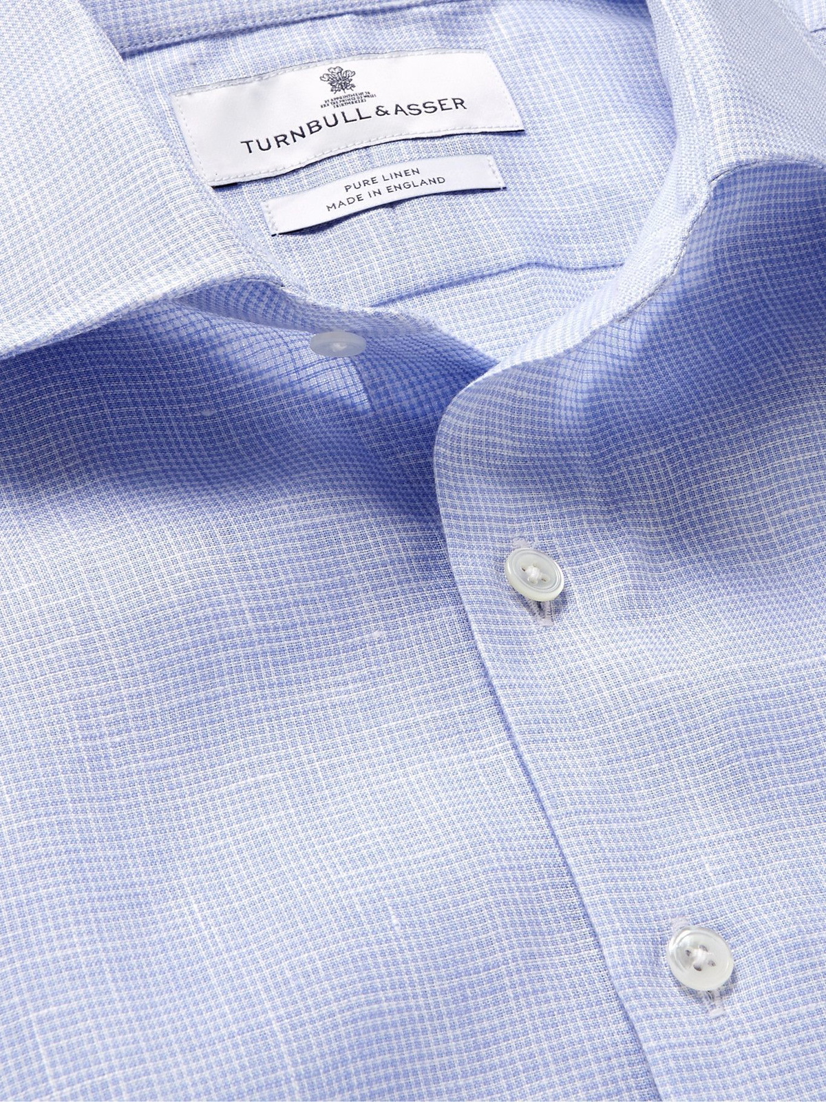 TURNBULL & ASSER - Checked Linen Shirt - Blue Turnbull & Asser