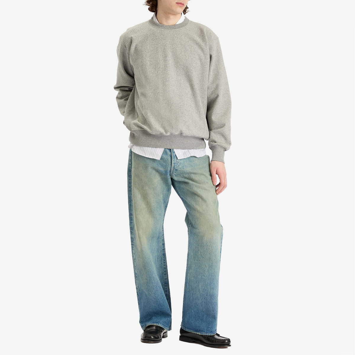 Auralee Men's Soft Jersey Sweatshirt in Top Grey Auralee