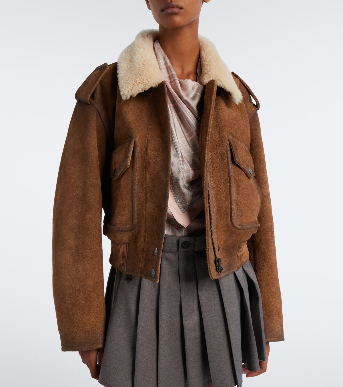 Acne Studios Shearling-trimmed suede blouson jacket
