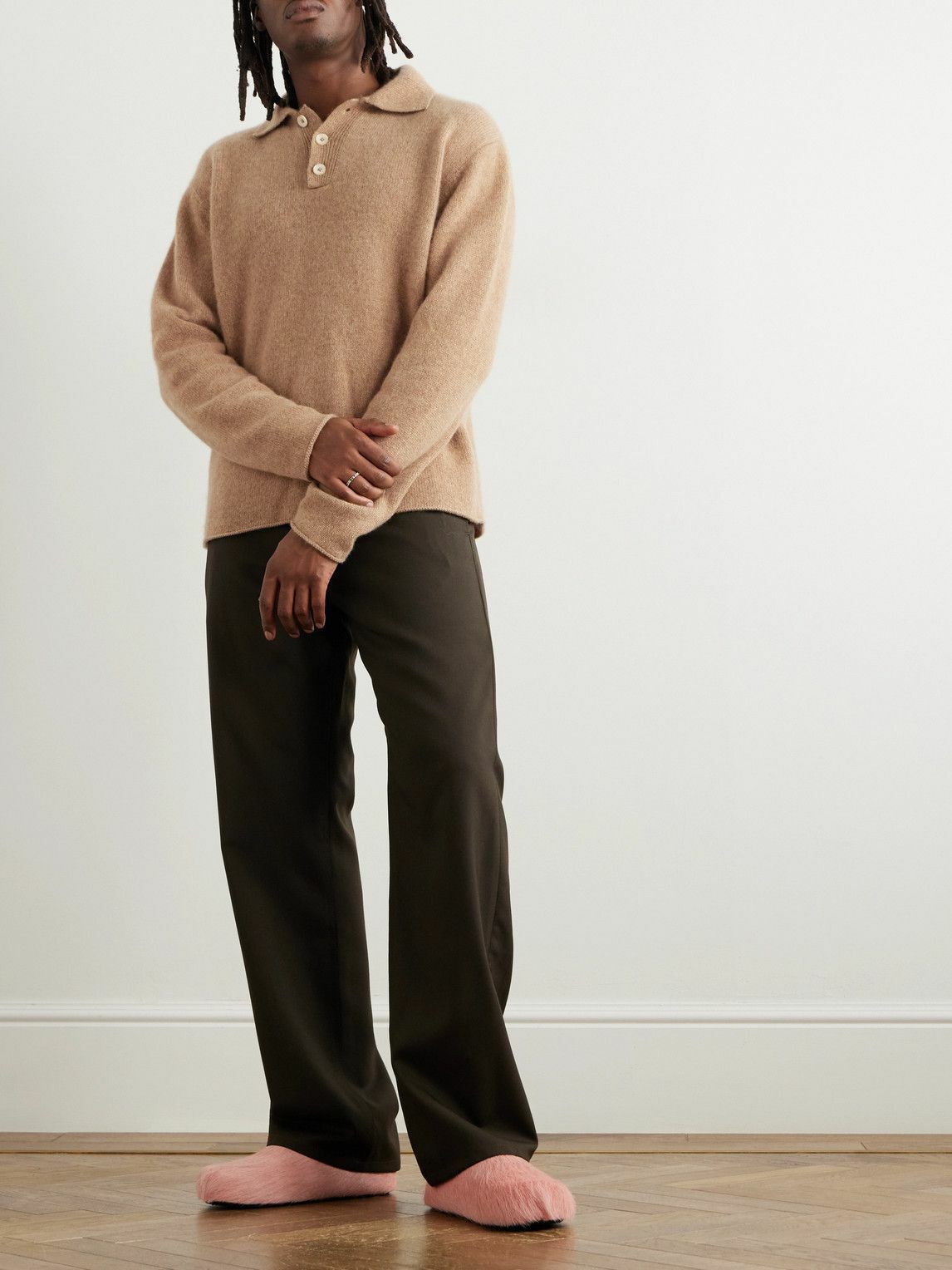 The Elder Statesman - Brushed-Cashmere Polo Shirt - Brown