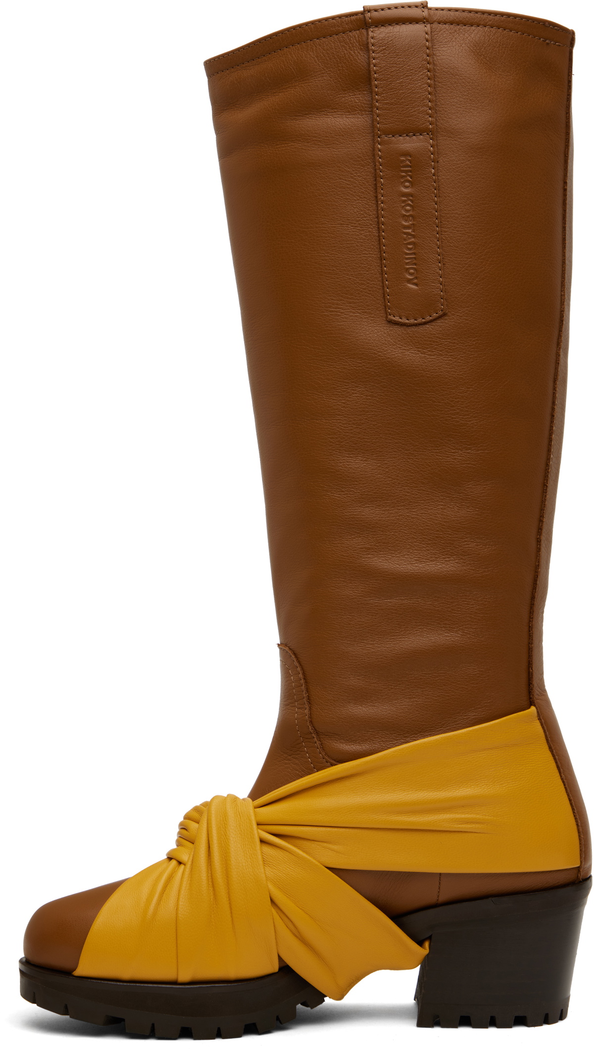 Kiko Kostadinov Brown & Yellow Knotted Riding Boots