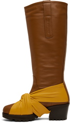 Kiko Kostadinov Brown & Yellow Knotted Riding Boots