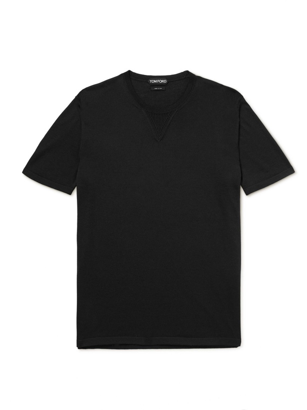 Photo: TOM FORD - Silk and Cotton-Blend Jersey T-Shirt - Black
