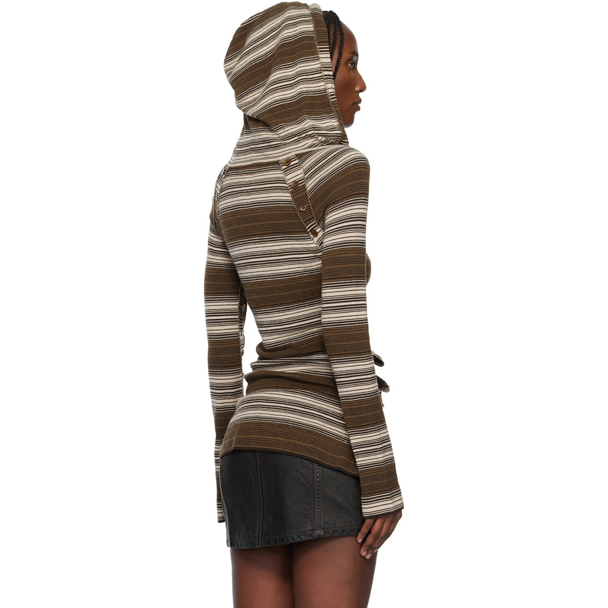 Miss Sixty Brown KNWLS Edition Striped Hoodie