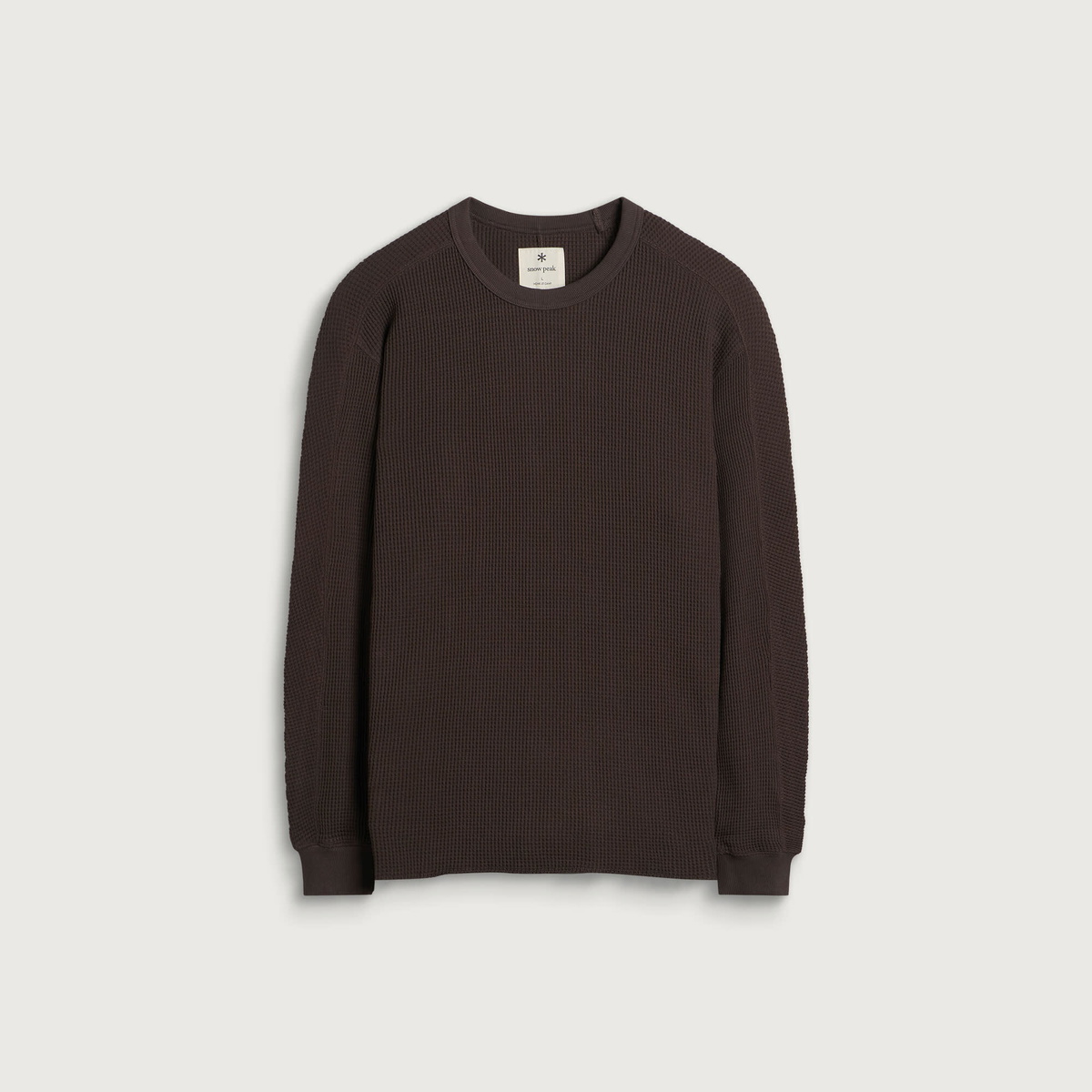Snow Peak Men's Heavyweight Waffle Pullover in Dark Brown