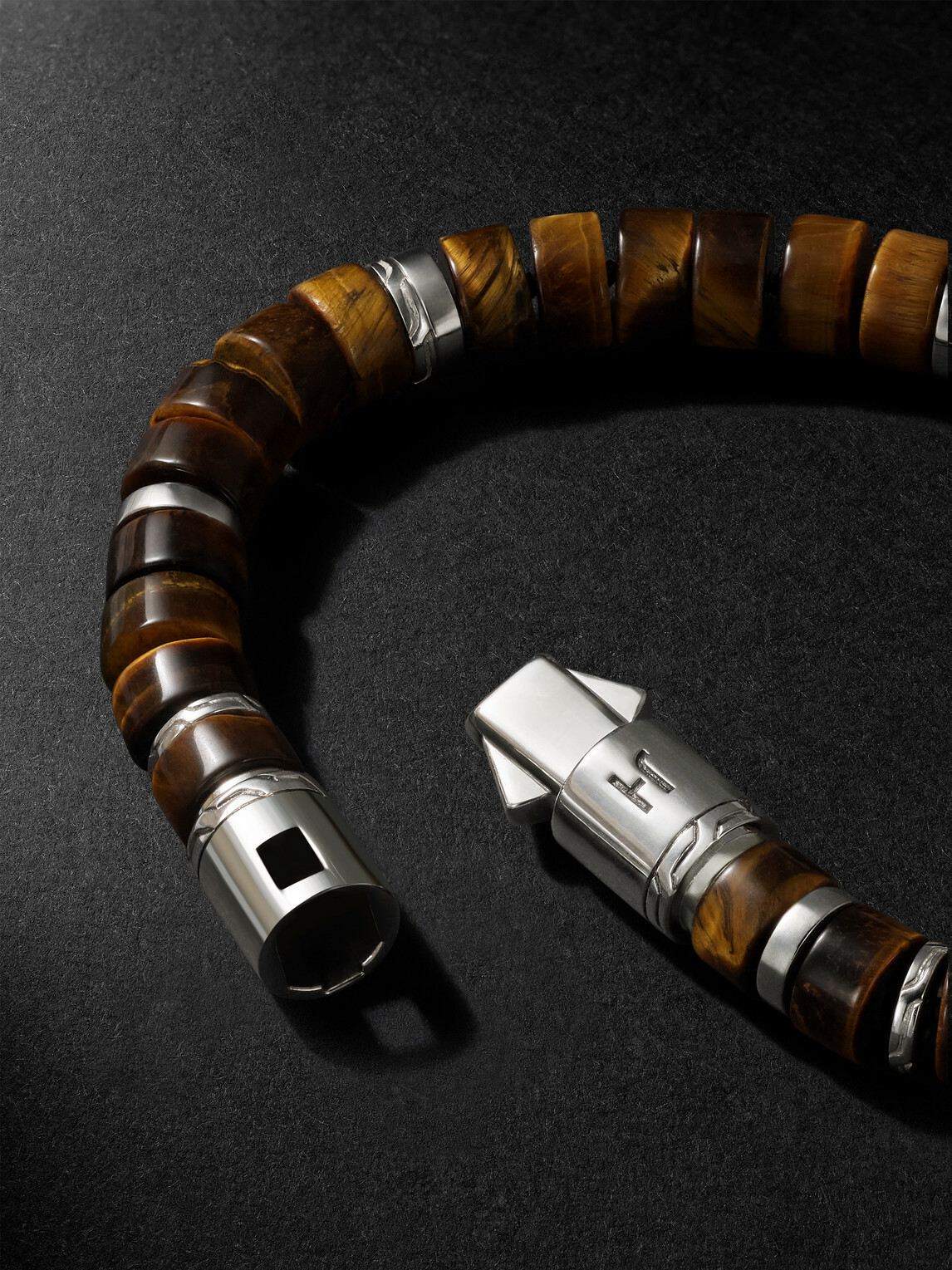 John Hardy - Heishi Sterling Silver Tiger Eye Beaded Bracelet - Brown
