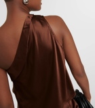 The Sei Draped one-shoulder silk satin top