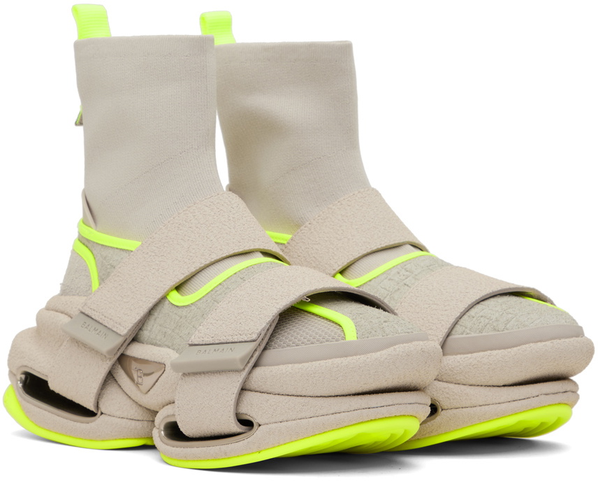 Balmain Beige & Gray B-Bold Sneakers Balmain