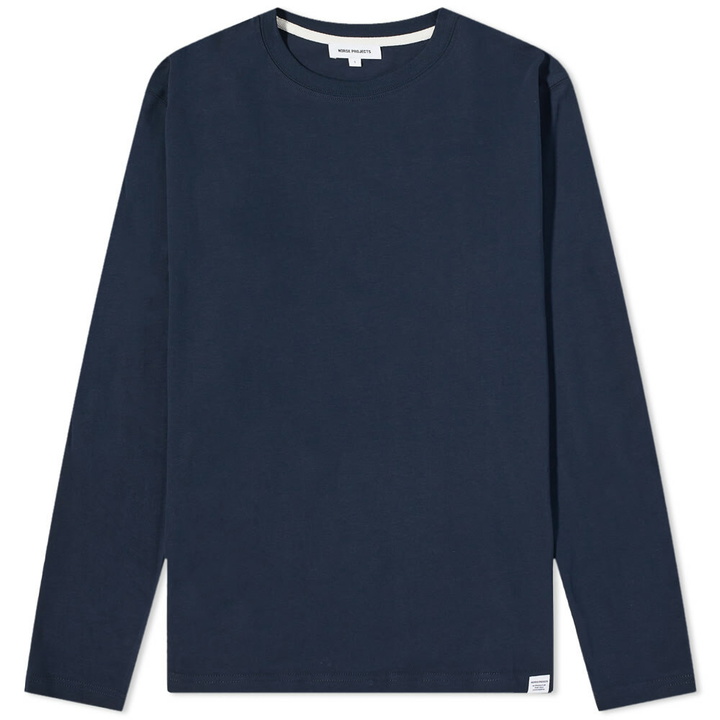 Photo: Norse Projects Men's Long Sleeve Niels Standard T-Shirt in Dark Navy