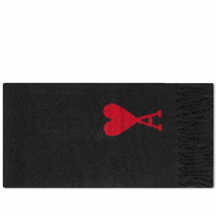 Photo: AMI Men's Large A Heart Scarf in Black