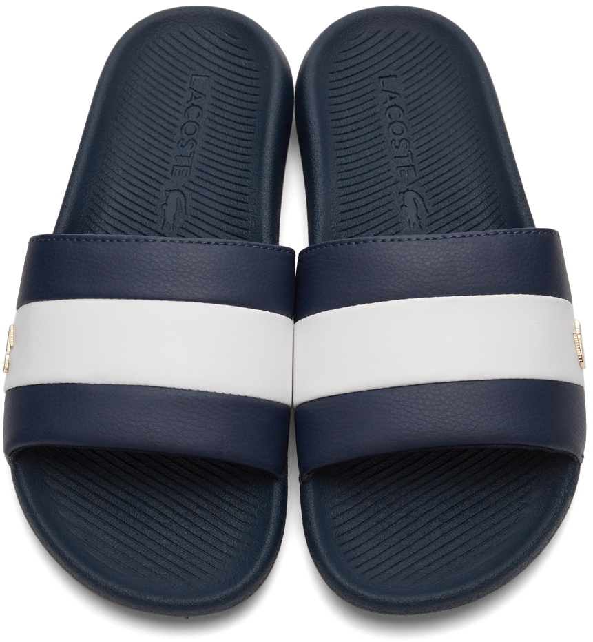 Lacoste Navy & White Stripe Slides Lacoste display picture 1