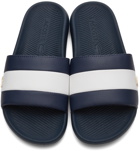 Lacoste Navy & White Stripe Slides