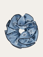 Ferragamo Womens Arabesque print silk scrunchie in Blue