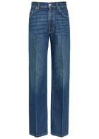 Stella Mccartney Embroidered Straight-leg Jeans Dark Blue