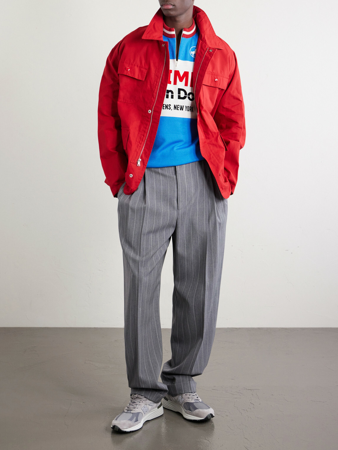 Aimé Leon Dore - Logo-Detailed Merino Wool Half-Zip T-Shirt - Blue