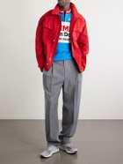 Aimé Leon Dore - Logo-Detailed Merino Wool Half-Zip T-Shirt - Blue