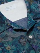 Universal Works - Convertible-Collar Floral-Print Cotton-Chambray Shirt - Blue