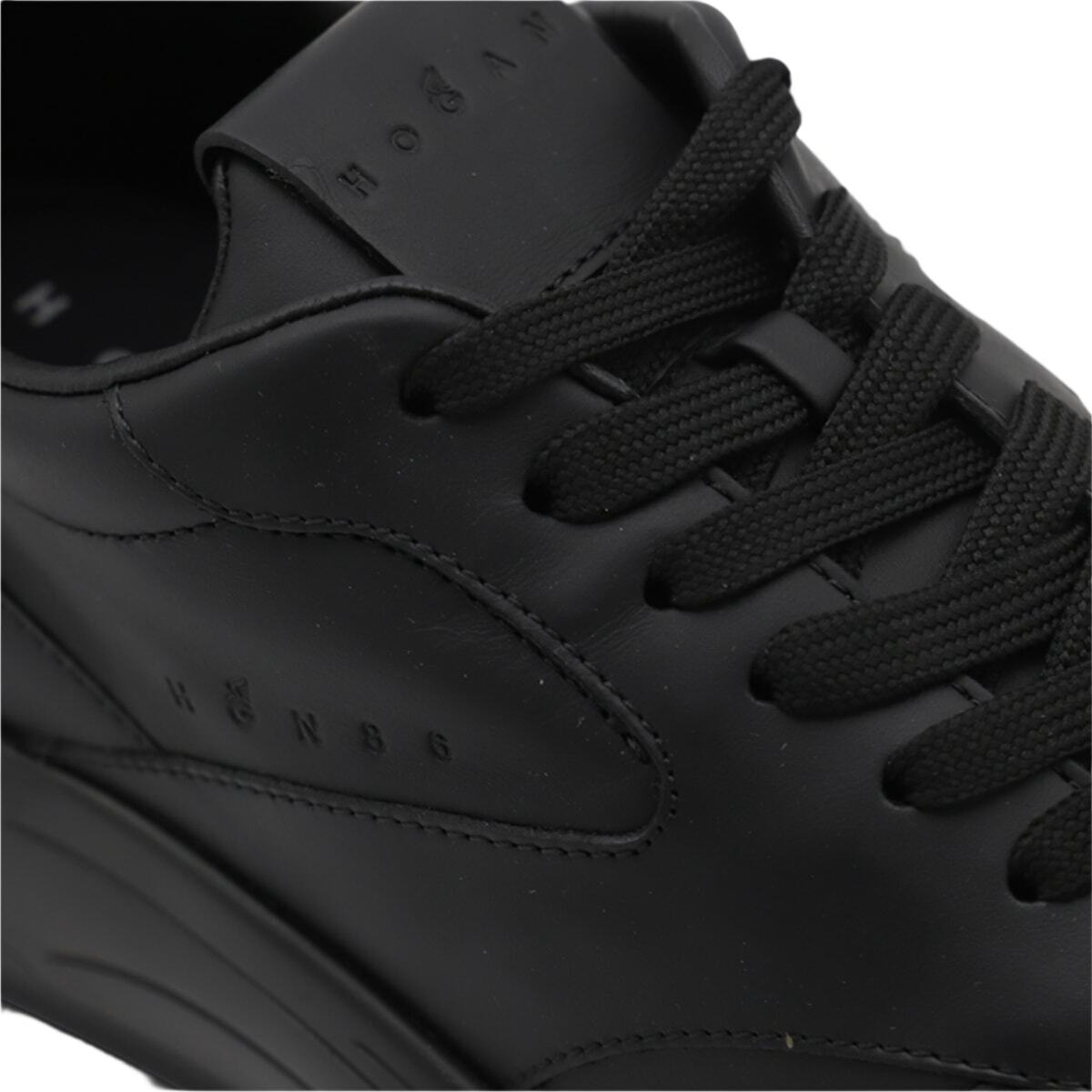 Hogan Black Leather Sneakers