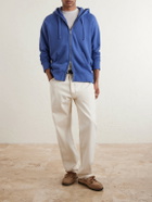 Hartford - Cotton-Jersey Zip-Up Hoodie - Blue
