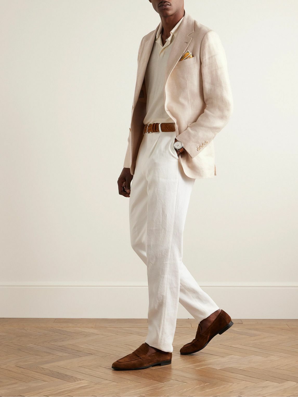 Brunello Cucinelli Slim Fit Linen Wool And Silk Blend Blazer 