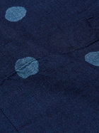 BLUE BLUE JAPAN - Button-Down Collar Indigo-Dyed Polka-Dot Cotton Shirt - Blue