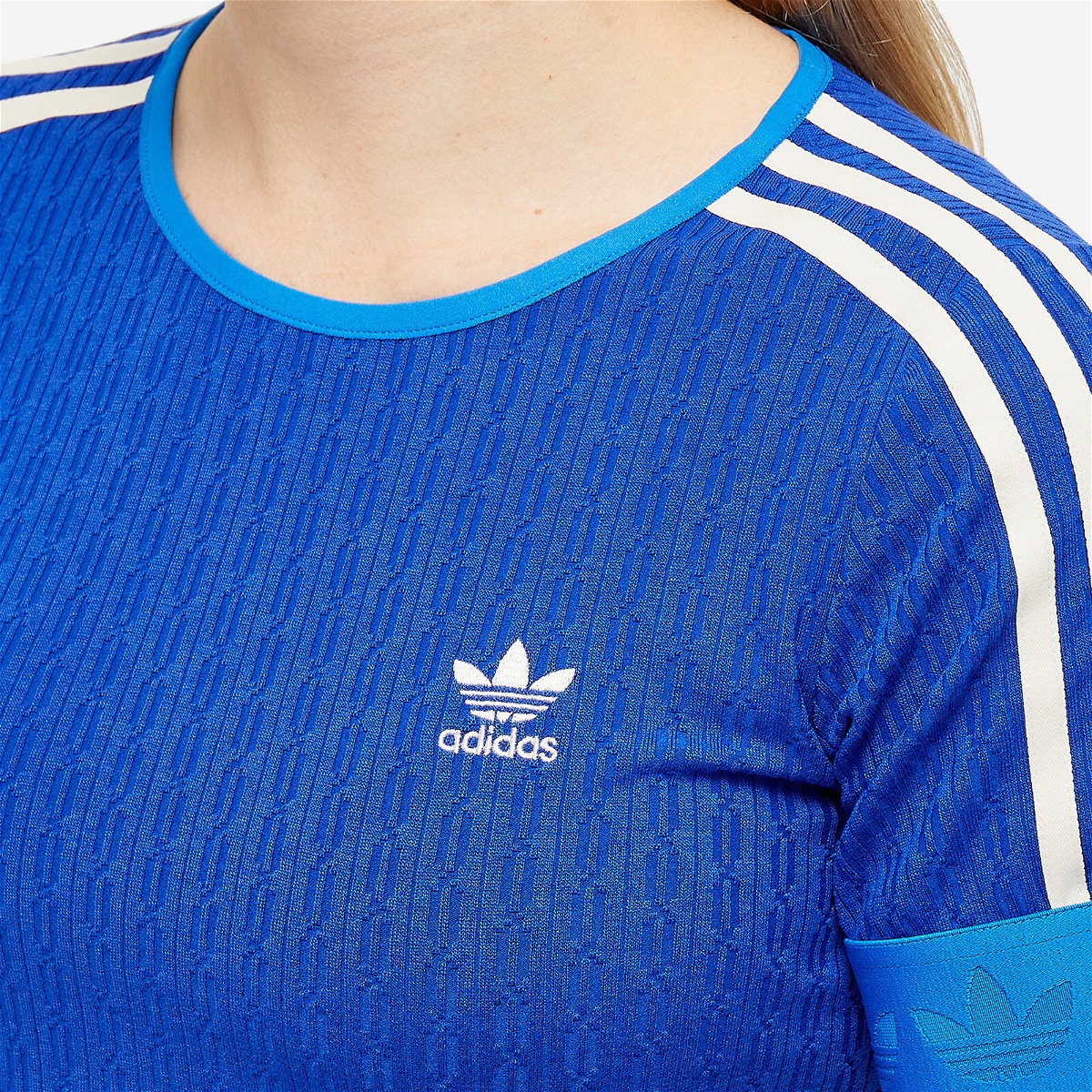 Adidas Women's Adicolor Knitted T-Shirt in Semi Lucid Blue adidas
