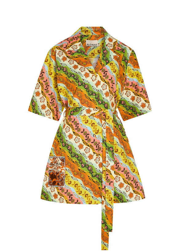 Photo: Alemais Janine Printed Belted Cotton Mini Shirt Dress Multicoloured