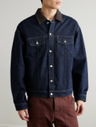 NN07 - Roy 1882 Corduroy-Trimmed Organic Denim Jacket - Blue