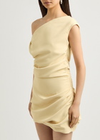 Paris Georgia Remmy One-shoulder Gathered Mini Dress Cream