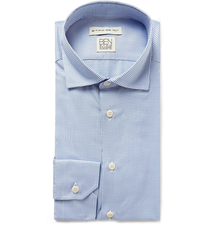 Photo: Etro - Light-Blue Slim-Fit Puppytooth Woven Shirt - Blue