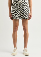 Frame Checked Lyocell-blend Shorts Navy