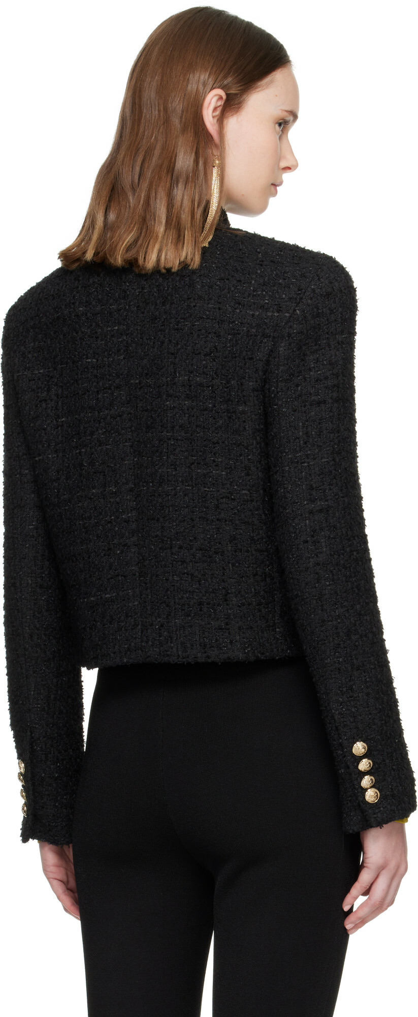 BALMAIN Black Tweed Officer Jacket