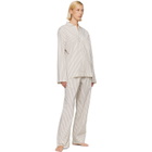 Tekla Off-White & Brown Poplin Long-Sleeved Pyjama Shirt