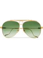 Jacques Marie Mage - Diamond Cross Ranch Aviator-Style Gold-Tone Sunglasses