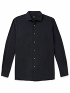 Zegna - Garment-Dyed Silk Shirt - Blue