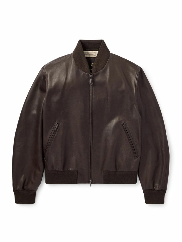 Photo: Loro Piana - Leather Bomber Jacket - Brown