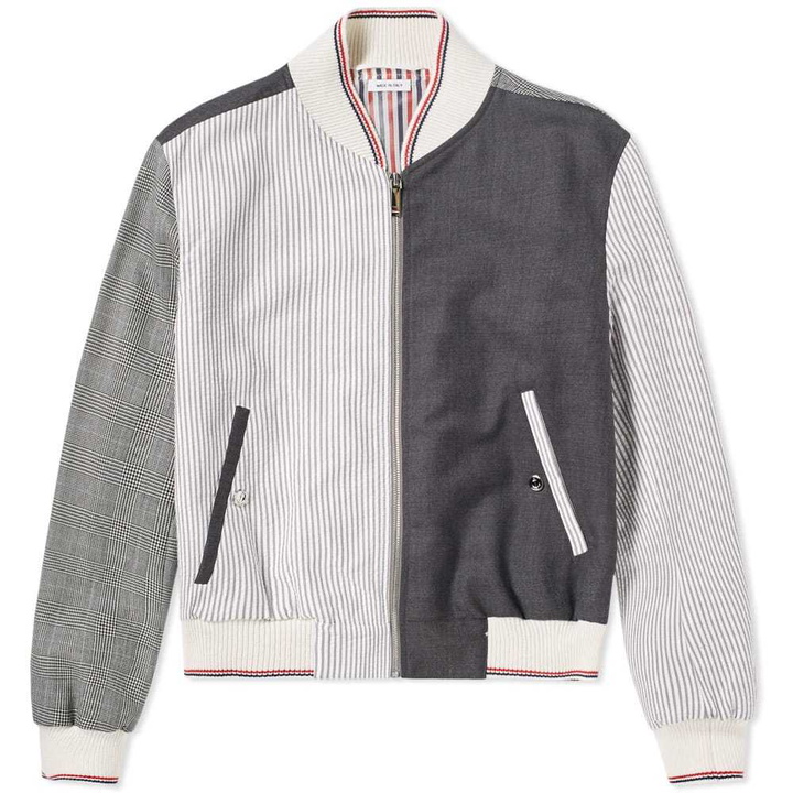 Photo: Thom Browne Fun Mix Varsity Jacket Grey