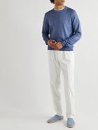 Canali - Slim-Fit Wool and Silk-Blend Sweater - Blue