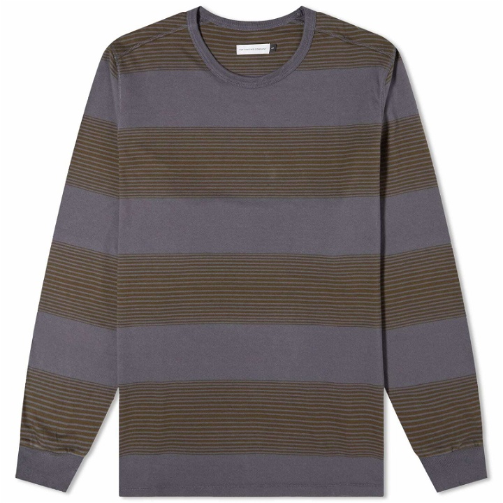 Photo: Pop Trading Company Men's Long Sleeve Bold Stripe T-Shirt in Charcoal/Delicioso
