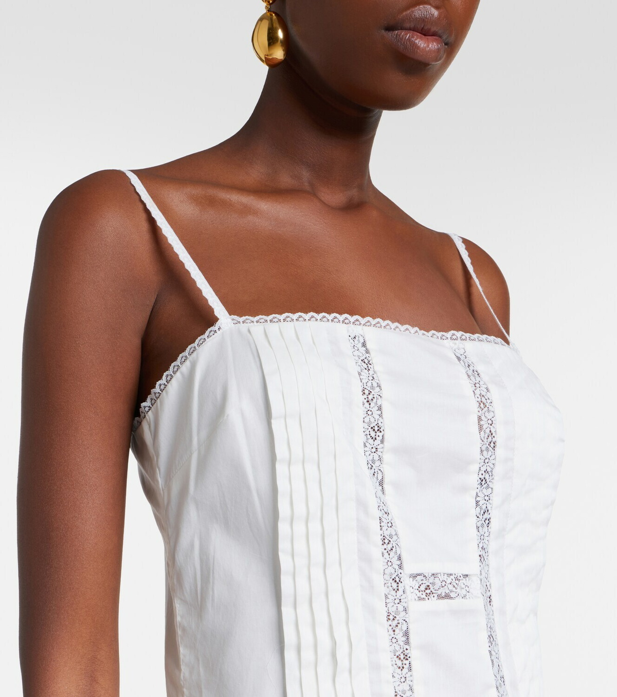 Staud Corinna embroidered cotton voile midi dress
