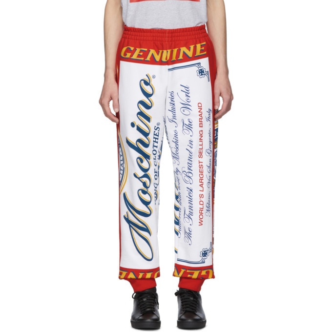 Photo: Moschino Red and White Budweiser Edition Logo Lounge Pants