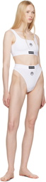 Marine Serre White Moon Logo Stretched Jersey High-Waist Briefs