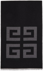 Givenchy Black & Grey Wool 4G Scarf