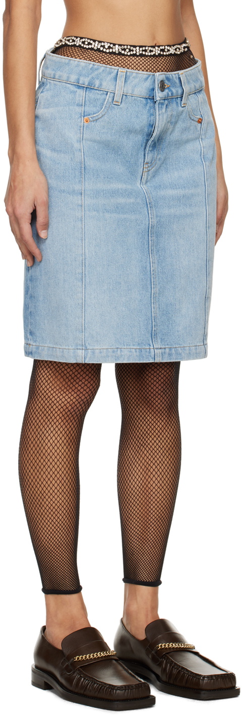Martine Rose Blue Narrow Front Denim Miniskirt