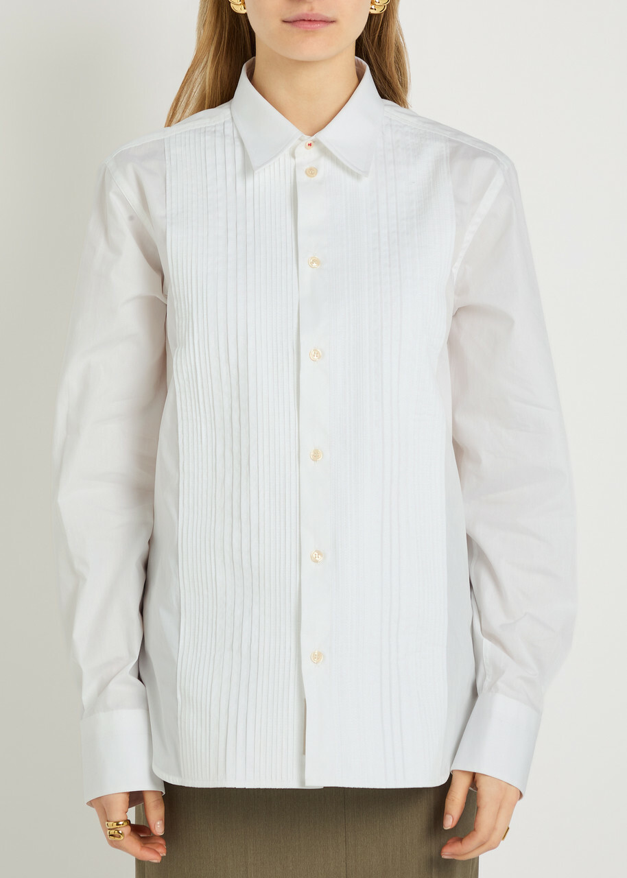 Victoria Beckham Pintuck Cotton-poplin Shirt White