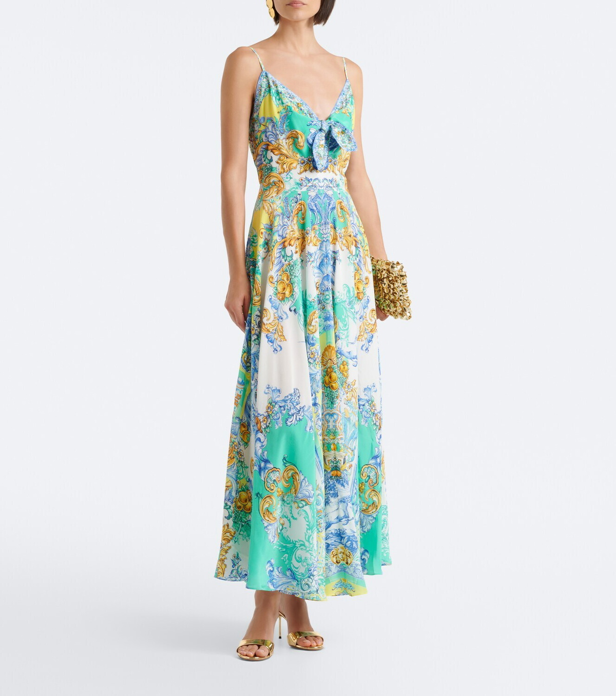 Camilla Embellished printed silk maxi dress