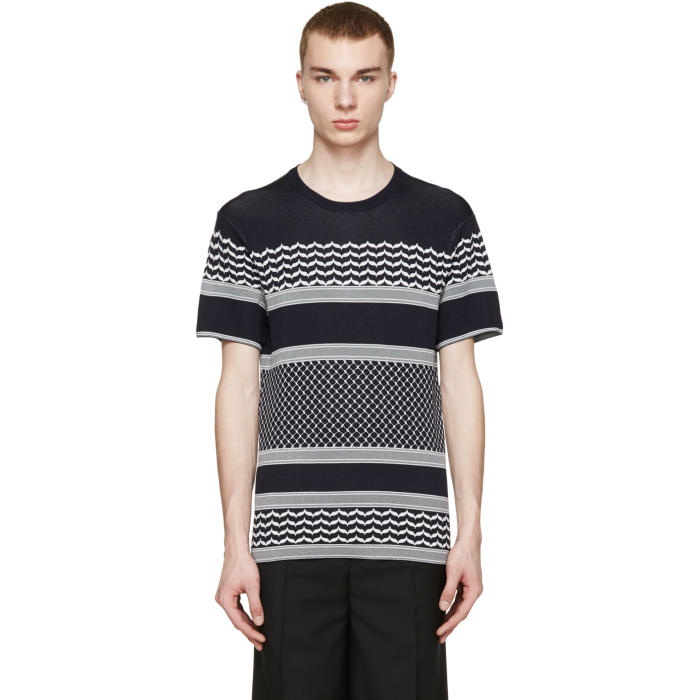 Photo: Neil Barrett Navy and White Knit T-Shirt