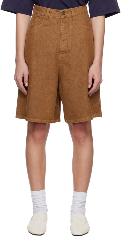 Photo: JW Anderson Brown Aged Denim Shorts