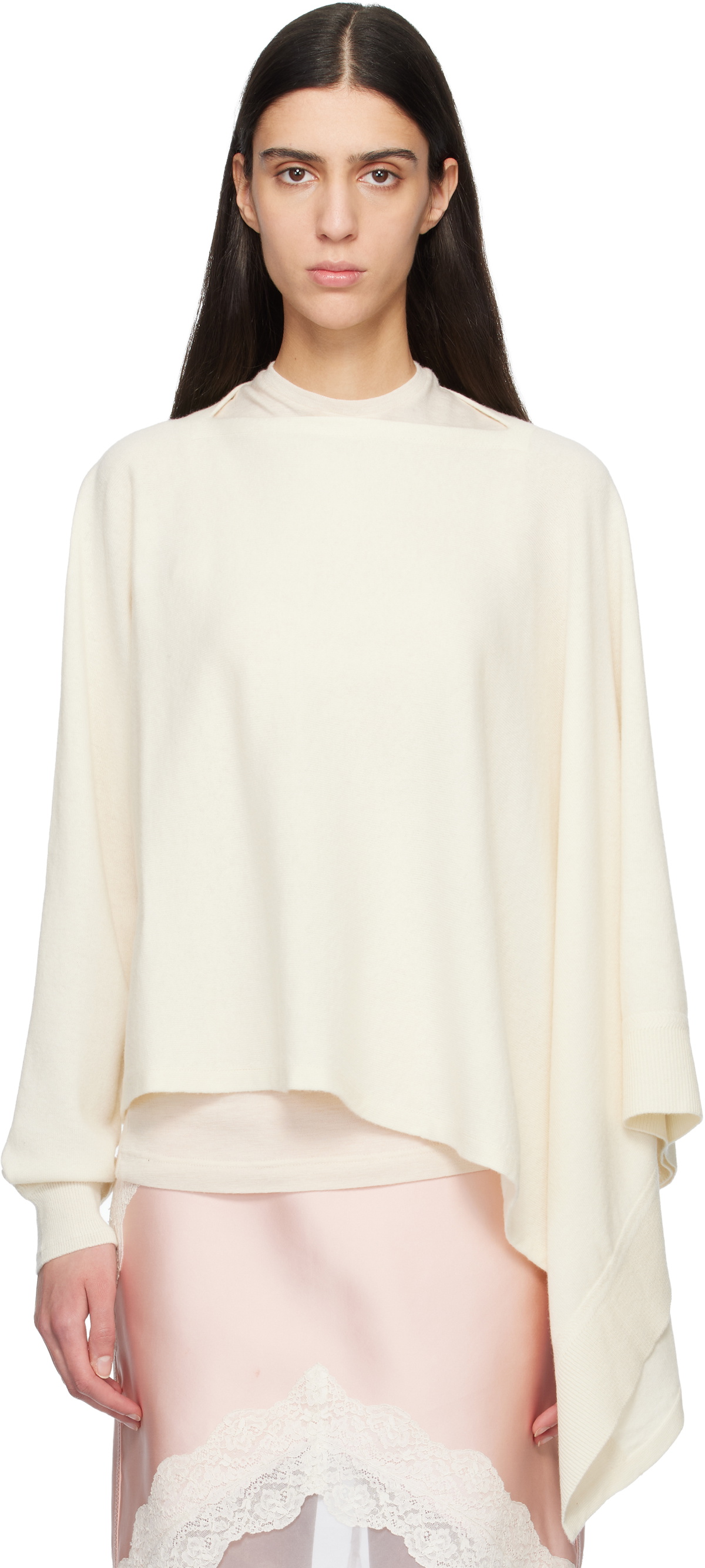 Jil Sander Off-White Cape One Sleeve Sweater